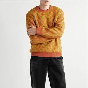 Mens Sweater Jacquard Sweater Cable Knit Sweater NWT Iggy NYC Medium